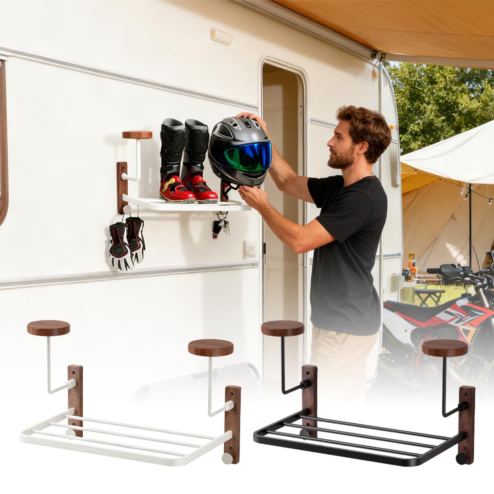 Motorcycle Gear Garage Storage - ที่แขวนหมวกกันน็อคมอเตอร์ไซค์แบบเรียบง่ายติดผนัง, ตะขอคู่สำหรับเก็บอุปกรณ์สำหรับโรงรถ ทางเข้าบ้าน ห้องนั่งเล่น สไตล์วินเทจ