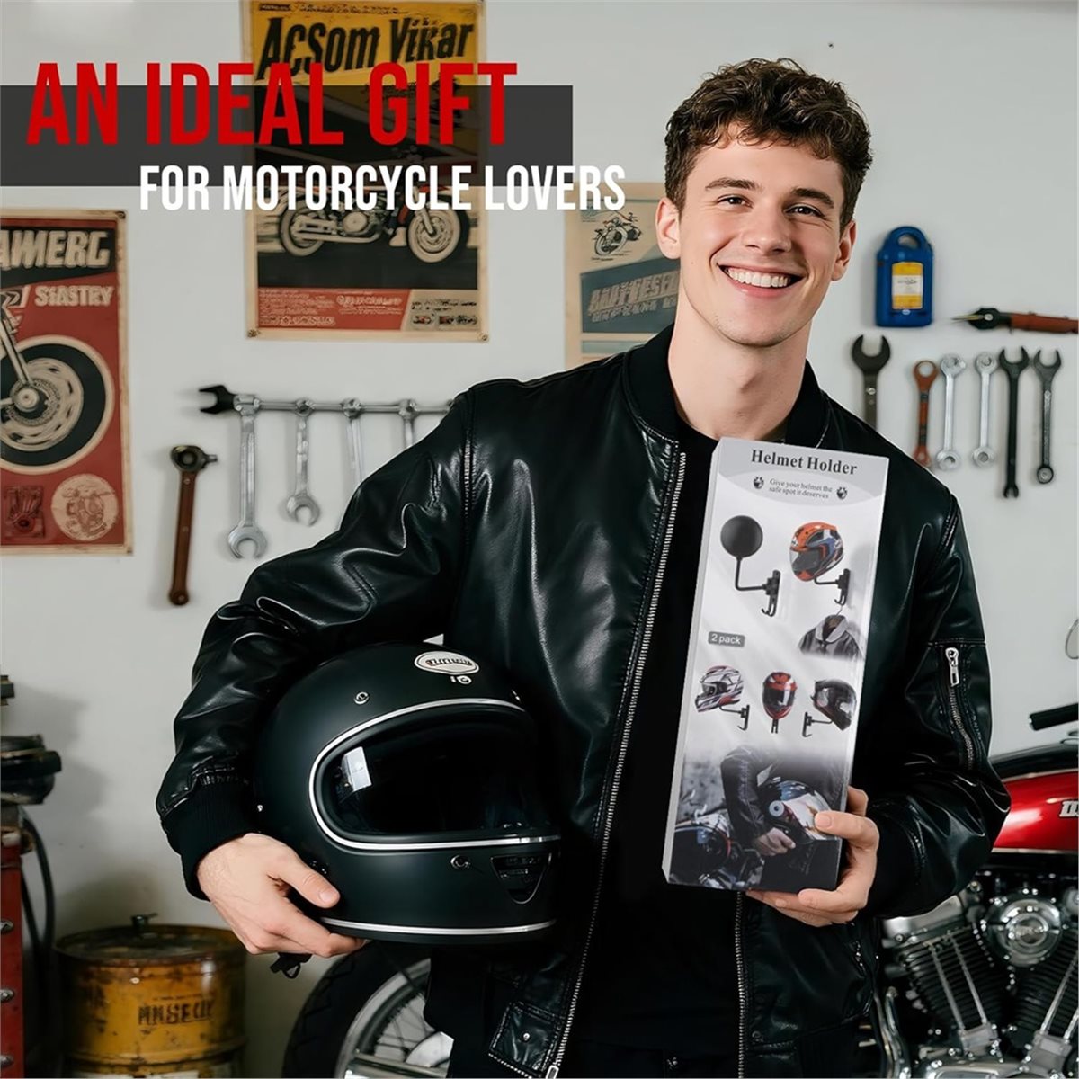 Motorcycle Gear Hanger - ที่แขวนหมวกกันน็อคติดผนัง รุ่น 2026 Trend - แพ็ค