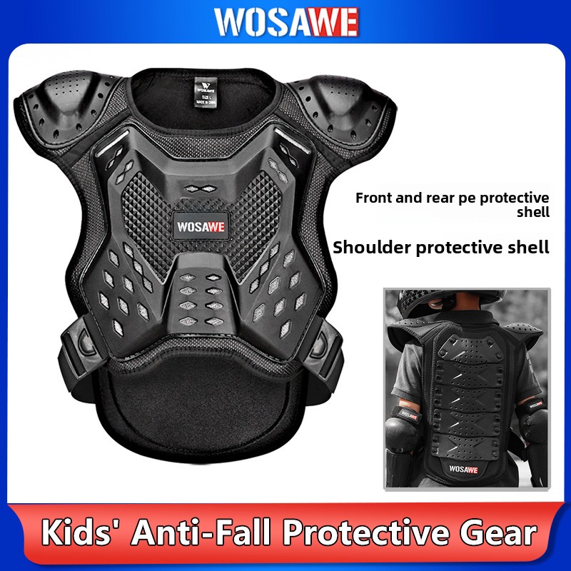 Motorcycle Gear Wall Mount - เสื้อเกราะป้องกันร่างกายสำหรับมอเตอร์ไซค์ WOSAWE พร้อมแผ่นป้องกันหน้าอก หลัง และไหล่ ปรับได้