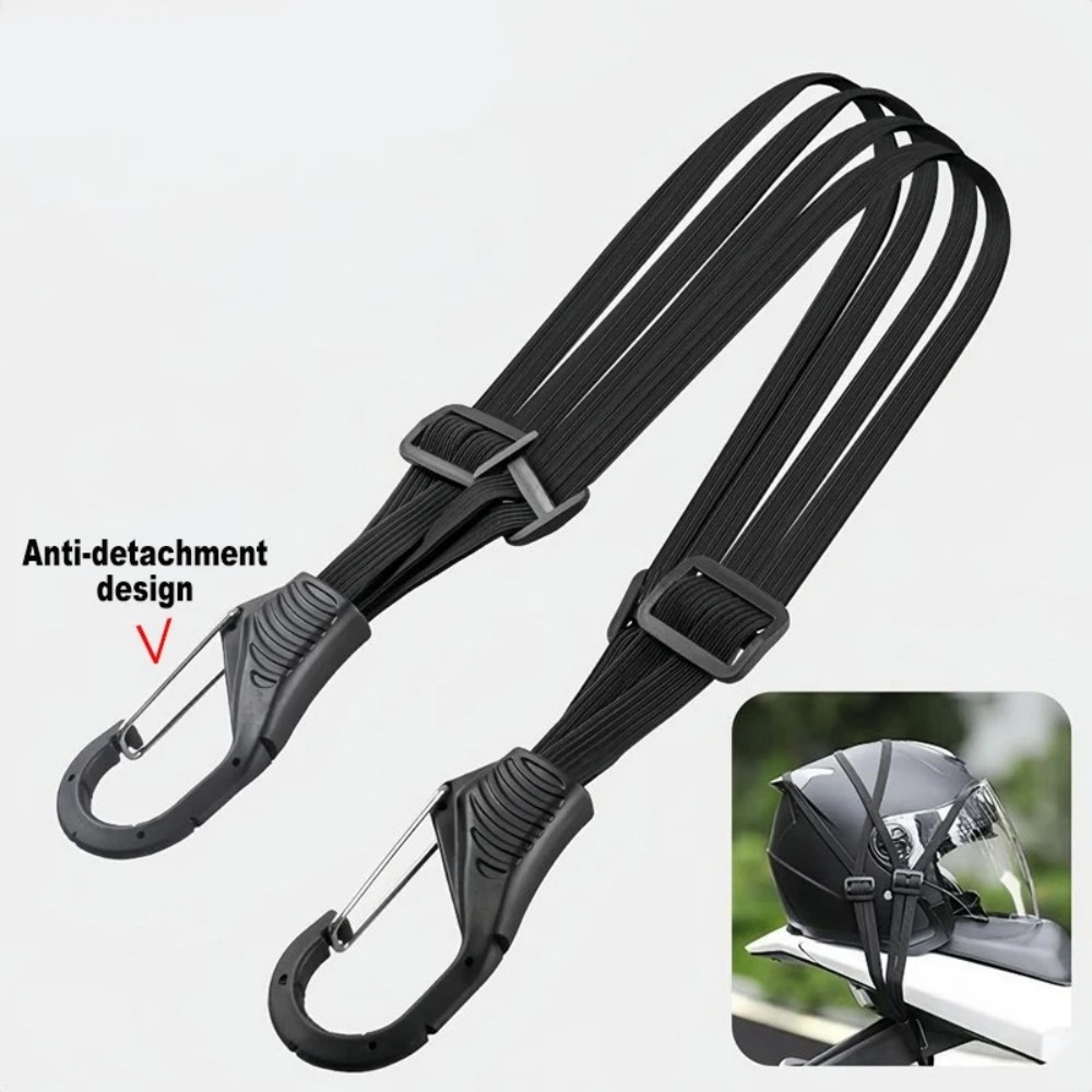 Motorcycle Gear Hanger - สายรัดกระเป๋าสำหรับมอเตอร์ไซค์แบบยืดหยุ่นอเนกประสงค์ พร้อมตะขอเกี่ยวเพื่อความปลอดภัย - สายรัดหมวกกันน็อคแบบตาข่ายอเนกประสงค์ ทนทาน สวยงาม