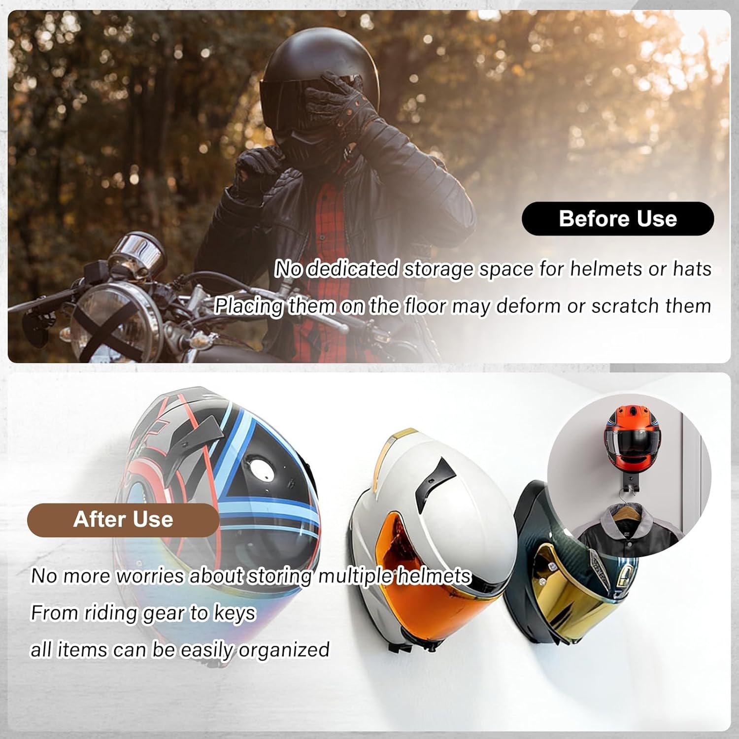 ที่แขวนหมวกกันน็อคมอเตอร์ไซค์แ - Motorcycle Gear Hanger บทวิจารณ์และราคา